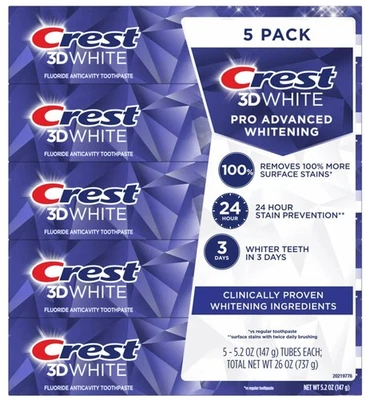 Crest 3D White Ultra Whitening Toothpaste, Vivid Mint (5.2 oz., 5 pk.) - Image 1 of 2