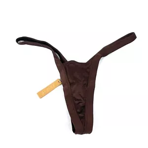 Skims Satin Butterfly Thong Plus Size 2X Cocoa High-Cut T-Back Lightweight New - Picture 1 of 10
