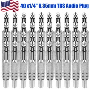 New 40 Pack 1/4" Male Stereo Audio Cable Jack Connector plugs For TRS Audio* - Picture 1 of 7