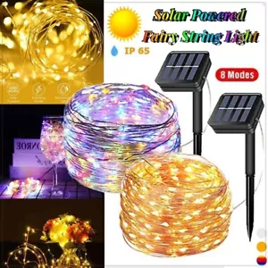 2pc 22m Christmas LED Solar String Light Copper Wire Fairy Outdoor Garden Party - Picture 1 of 14