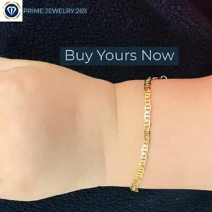 18K Gold Filled Newborn Baby Bracelet 6" Mariner Chain Pulsera Oro Laminado - Picture 1 of 6