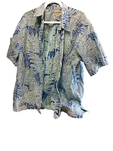 Men's 2XL Cooke Street Aloha Hawaiian Shirt Light Blue/Green Reverse Print - Picture 1 of 3