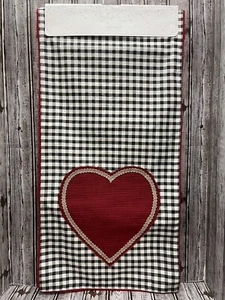 Nicole Miller Valentinstag Tischläufer schwarz weiß kariert 16x72" Landhaus - Bild 1 von 8