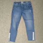 Frame Le Garcon Jeans Womens Size 25 Blue Raw Hem Zip Ankle Light Wash Crop