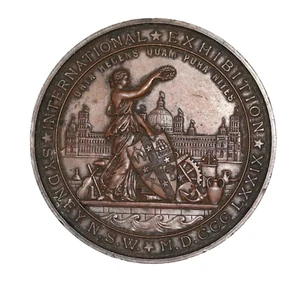 UNAWARDED 1879 Australia Sydney International Exhibition Bronze LARGE 75mm Medal - Picture 1 of 18