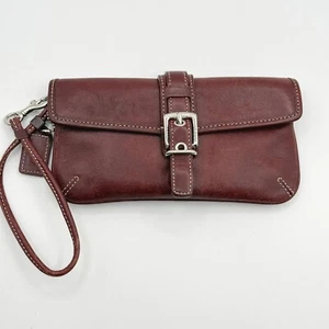 Coach Brown Leather Wristlet Pouch Wallet - Size 7" X 3.5" - Picture 1 of 8