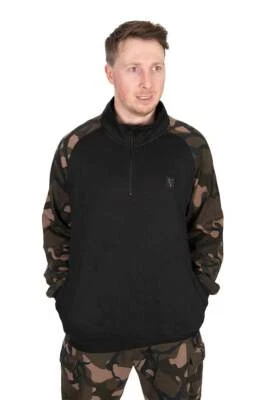 Fox LW 1/4 Zip Pullover Black Camo QTR S M L XL XXL XXXL Zipper Hoodie SALE - Bild 1 von 4