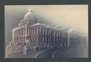 Ca 1904 Post Card Boston MA State House Purple Tint Airbrushed Embossed - Photo 1/1