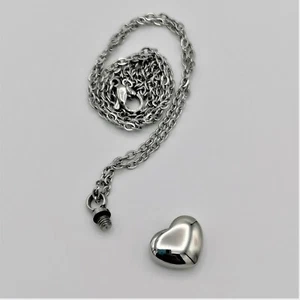 Mini Asche Urne Anhänger Halskette Edelstahl Herz Andenken Kette - Bild 1 von 2