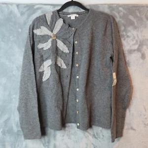 COLDWATER CREEK Cardigan Sweater Womens Medium Gray Wool Rabbit Blend Button Up - Picture 1 of 12