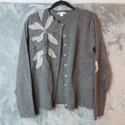 Cárdigan Suéter COLDWATER CREEK Mujer Gris Medio Lana Mezcla Conejo Abotonable Foto 1 de 4