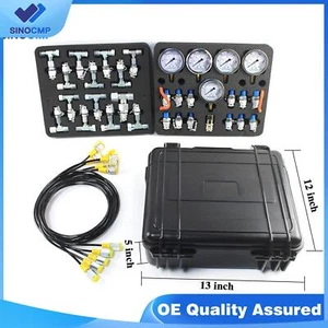 Kit de prueba de manómetro hidráulico SINOCMP 5 medidores 13 acoplamientos 14 conectores de camiseta - Imagen 1 de 7