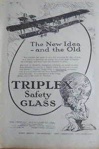 2/1919 PUB TRIPLEX SAFETY GLASS AVIATION AIRCRAFT AEROPLANE BIPLANE ATLAS AD - Imagen 1 de 1