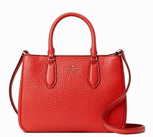 Nuova borsa piccola Kate Spade Leighton grossa pelle di ciottoli rossa digitale