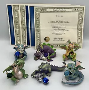 Lot 6 Franklin Mint Mood Dragons mit COA Sneaky Gloomy Lucky Happy Snoozy Dreamy - Bild 1 von 22