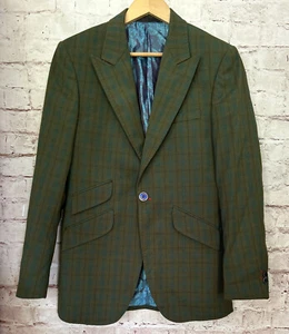 WHY NOT Men's Chest 38 Slim Fit Fashion Jacket Blazer Green Plaid Larritus - Picture 1 of 5