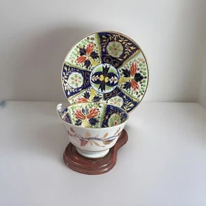 Rara antica tazza da tè e piattino Coalport manico Londra blu e oro floreale Inghilterra - Foto 1 di 10