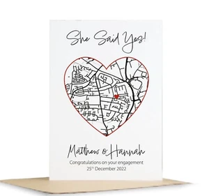 Verlobungskarte Karte | Sie sagte Ja Verlobungskarte mit personalisierter Karte - Bild 1 von 7
