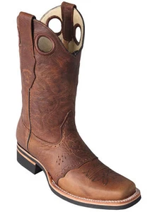 Los Altos HONEY Square Toe Western Rodeo Cowboy Boots Genuine Leather EE+ - Picture 1 of 2