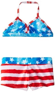 Jantzen Little Girls Red White Blue Patriotic Americana Swimsuit Bikini Sz 4 NEW - Picture 1 of 2
