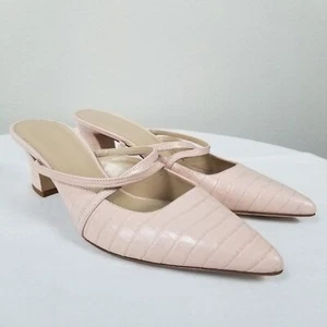M. Gemi The Catalina Slip-On Mule Pump in Embossed Pale Pink Leather Sz 39.5 - Picture 1 of 15