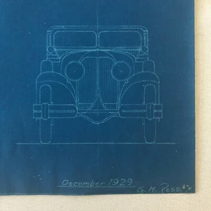 1929 Coachbuilder Car Design Blueprint Rendering Blue Print Limousine Body Style - Picture 1 of 8