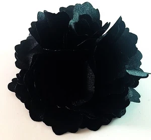 USA Hair Fabric Flower Clip Brooch Womens Rose Peony Lady Sheer Black Beach - Picture 1 of 4