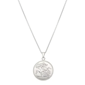 Neu Sterlingsilber George & Dragon Medaille 24" Anhänger Halskette 610mm (24") Sil... - Bild 1 von 1