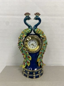 CIEL Sammlerstücke Pfauen Schmuckschatulle handbemalt Emaille & Swarovski Kristalle - Bild 1 von 10