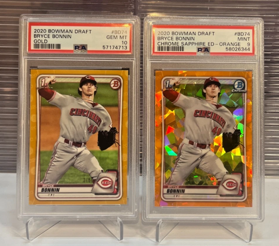 (2) 2020 Bowman Chrome Bryce Bonnin Rookie Sapphire Orange Refractor/25 PSA 10 9 - Image 1 of 1