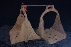 VTG Wrought Iron Horse Stirrup Rustic Farmhouse Western Equestrian Collectible - Imagen 1 de 8