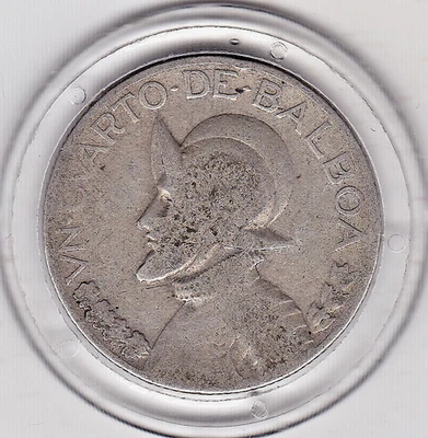 1947  Panama   1/4   Balboa  (90%)  Silver  Coin - Image 1 of 2