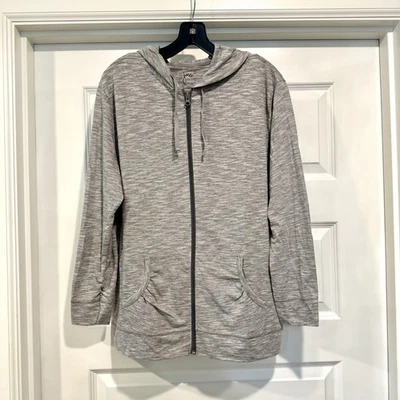 Sudadera con capucha Just My Size para mujer talla grande 1X 16W cremallera completa gris ligero Foto 1 de 4