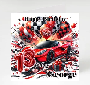 Personalised Sport Car Birthday Card for Son, Grandson, Nephew, Brother, Friend - Picture 1 of 5