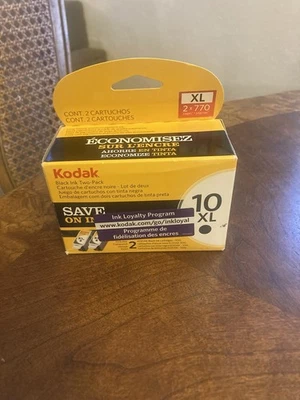 Kodak 10 XL 2 Pack Black Ink Cartridges New/sealed FREE SHIP! - Image 1 of 4