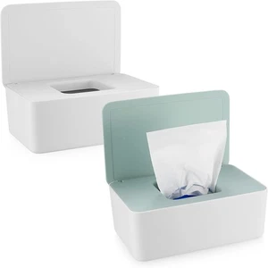 2 PCS Wipes Dispenser Case Box, Baby Dry Wet Tissue Paper Holder, Storage w/Lid - Picture 1 of 10