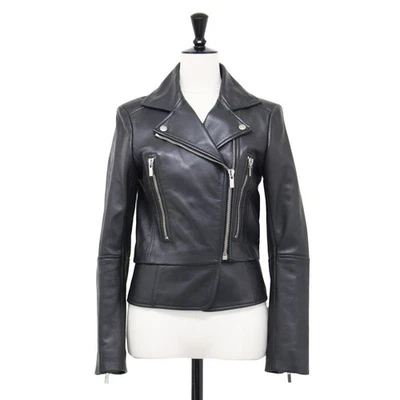 BALENCIAGA Jacket Black Size: 34 (XS) Lamb Leather Riders Blouson Used BEEG-0 - Image 1 of 4