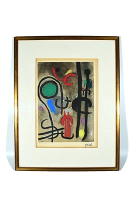 MIRO Lithografie auf Velin signiert + limitiert ° Femme Oiseau dans la noit 1965 - Bild 1 von 4