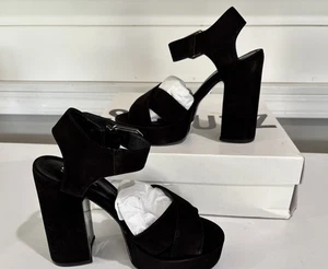 Schutz Penelope Damen-Sandalen US 5,5 B Prata Leder Plateau Knöchelriemen - Bild 1 von 8