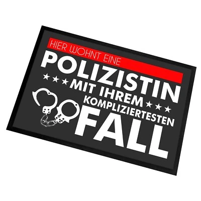 Fußmatte mit Spruch | Hier wohnt eine Polizistin | 60x40cm | Türmatte - Bild 1 von 4