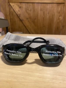 OMID Swim Goggles Adult ALL BLACK Anti Fog Swimming Goggles & Bag - Picture 1 of 2