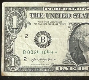 (TRINARY/RARE STAR NOTE!) $1 Misaligned Trinary Fancy Serial Number B00244044* - Picture 1 of 4