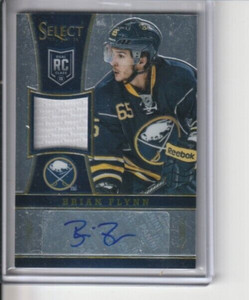 BUFFALO SABRES BRIAN FLYNN 2014 PANINI SELECT AUTO SIGNED JERSEY RC CARD 056/199