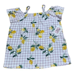 Bailey Lane Stitch Fix Girls Size Medium (8/10) Purple White Gingham Lemons Top - Picture 1 of 6