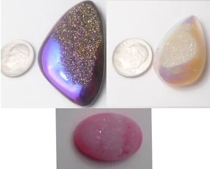 Lote de 3 Gemas Druzy Púrpura Rosa y Blanco - Imagen 1 de 10