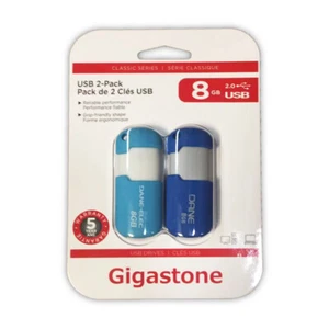 Gigastone 8GB 2-Pack Flash Drive Thumb Drive Memory Stick Capless Retractable - Picture 1 of 1