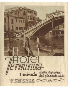 Pubblicità Doppio Foglio - Hotel Terminus - Venezia Venezia - 4 Lingue - Anni '30 - Foto 1 di 6