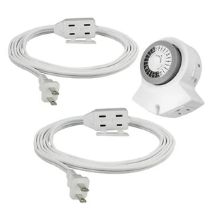 CP 6ft & 9ft SPT-2 Extension Cord w/ 2-Outlet Indoor Mechanical Timer, CPCO95001 - Picture 1 of 8
