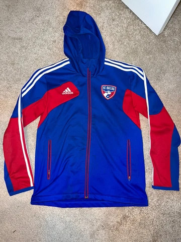 Adidas Climalite Blue FC Dallas Soccer Track Full Zip Jacket Size Small Cover
