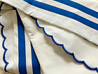 Pratesi Italy Twin Coverlet Blanket White/Blue Pique Cotton Blend